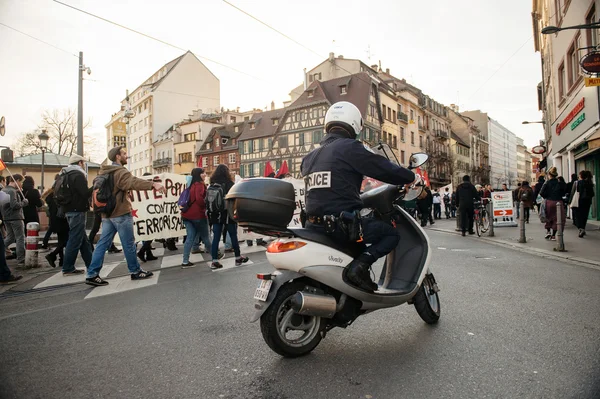 Francouzské demonstrace proti vládním stav nouze — Stock fotografie