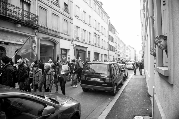 Franska demonstration mot regeringens statligt av nödläge — Stockfoto