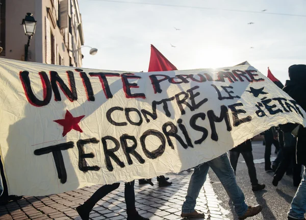 Francouzské demonstrace proti vládním stav nouze — Stock fotografie