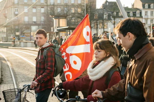 Francuski demonstracji przeciwko rządowym State of Emergency — Zdjęcie stockowe