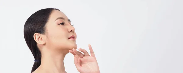 Jeune Femme Asiatique Beauté Visage Maquillage Pour Les Soins Peau — Photo