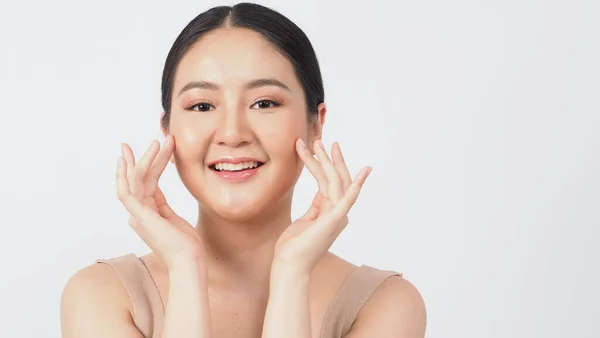 Concepto Belleza Piel Joven Mujer Asiática Belleza Cara Maquillaje Para —  Fotos de Stock