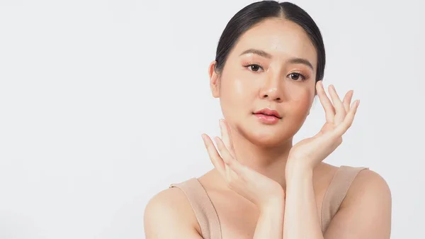 Concepto Belleza Piel Joven Mujer Asiática Belleza Cara Maquillaje Para —  Fotos de Stock