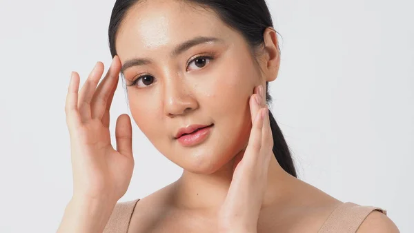 Szépség Bőr Koncepció Fiatal Ázsiai Szépség Arc Teszik Bőrápoló Kozmetikai — Stock Fotó