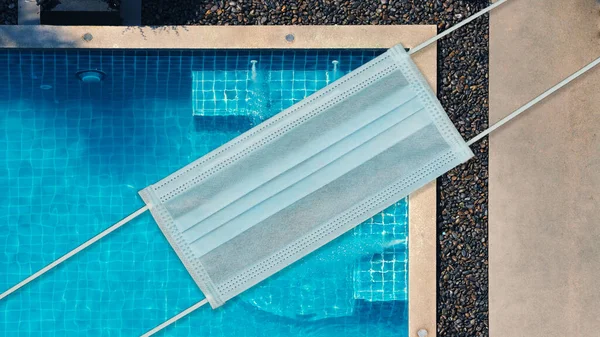 Sem Conceito Entrada Manipulação Fotos Máscara Piscina Nada Nadar Durante — Fotografia de Stock