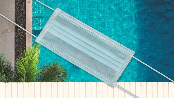 Sem Conceito Entrada Manipulação Fotos Máscara Piscina Nada Nadar Durante — Fotografia de Stock