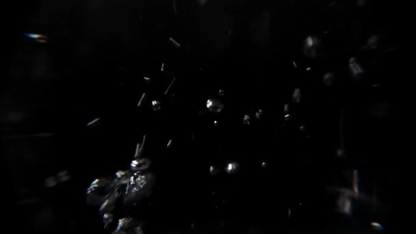 Пузырьки Тоннельный Макро Объектив Подводном Черном Фоне Медленное Движение Пузырьков — стоковое видео