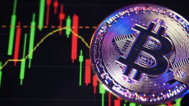 Bitcoin ve borsa grafik barı. Kripto para birimi. Bitcoin Stok Büyümesi. Sanal varlıklara yatırım yapmak. Çizelgeleri ve bitcoin parası olan bir yatırım platformu. Kripto Para Birimi Borsa Dijital Para.