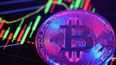 Bitcoin ve borsa grafik barı. Kripto para birimi. Bitcoin Stok Büyümesi. Sanal varlıklara yatırım yapmak. Çizelgeleri ve bitcoin parası olan bir yatırım platformu. Kripto Para Birimi Borsa Dijital Para.