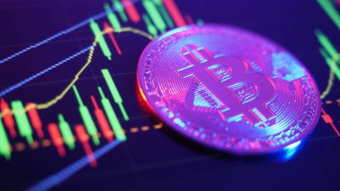 Bitcoin ve borsa grafik barı. Kripto para birimi. Bitcoin Stok Büyümesi. Sanal varlıklara yatırım yapmak. Çizelgeleri ve bitcoin parası olan bir yatırım platformu. Kripto Para Birimi Borsa Dijital Para.