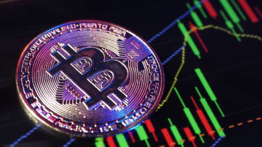 Bitcoin ve borsa grafik barı. Kripto para birimi. Bitcoin Stok Büyümesi. Sanal varlıklara yatırım yapmak. Çizelgeleri ve bitcoin parası olan bir yatırım platformu. Kripto Para Birimi Borsa Dijital Para.
