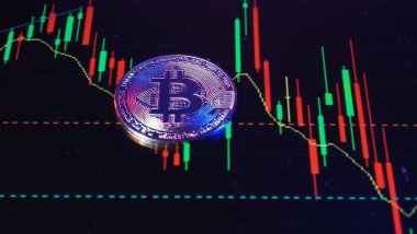 Bitcoin ve borsa grafik barı. Kripto para birimi. Bitcoin Stok Büyümesi. Sanal varlıklara yatırım yapmak. Çizelgeleri ve bitcoin parası olan bir yatırım platformu. Kripto Para Birimi Borsa Dijital Para.