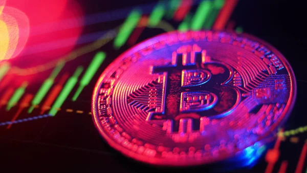 Cryptocurrency Bitcoin Barra Gráficos Del Mercado Valores Criptomoneda Bitcoin Stock — Foto de Stock