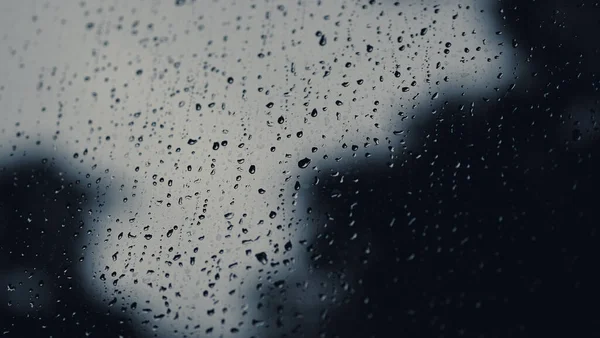 Hujan Turun Jendela Malam Hari Kondominium Atau Jendela Ruang Tamu — Stok Foto