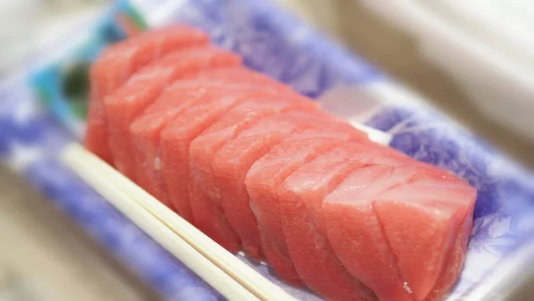 Tuna Sashimi Otoro Sashimi Ready Eat Plate Famous Shop Supermarket — Stockfoto