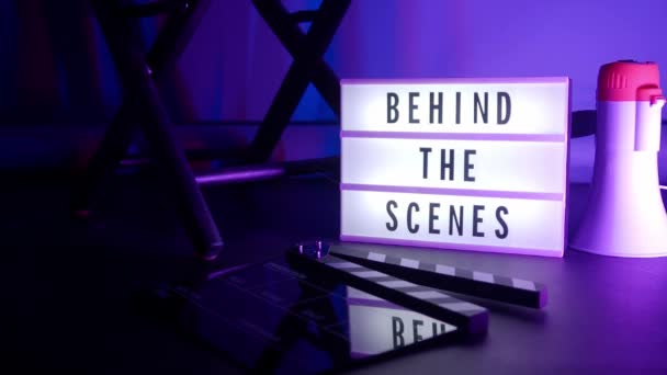 Scenes Lightbox Studio Letterboard Text Lightbox Color Light Changing Cinema — Stock Video