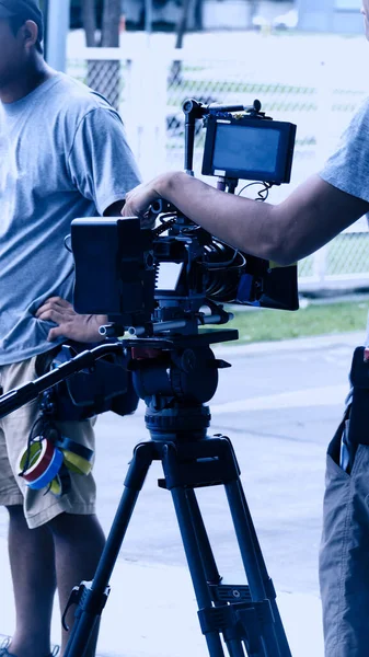 Producción Vídeo Entre Bastidores Hacer Película Comercial Televisión Que Equipo — Foto de Stock