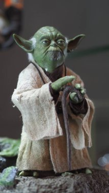 Bangkok Tayland. 30 Nisan 2018. Yıldız Savaşları figürü. Portre resimleri. Oyuncak karakterler model olarak duruyor. Starwars Hasbro oyuncak koleksiyoncusu ve oyuncak yatırımcısı için aksiyon figürü koleksiyonu. Gerçekçi detaylar.
