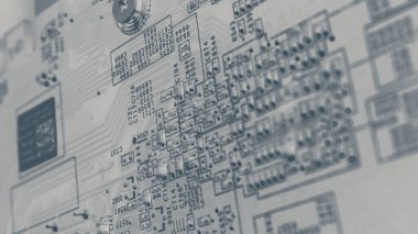 Yarı iletken. Bilgisayarın yeşil anakartında bulunan işlemci çipi. Yarı iletken ana kart devre kartı. Çip pcb teknolojisi üreten yüksek teknoloji bilgisayar panosu. Akıllı telefon seni çip..