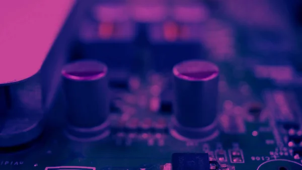 Semiconduttore Chip Cpu Situato Sulla Scheda Madre Verde Del Computer — Foto Stock