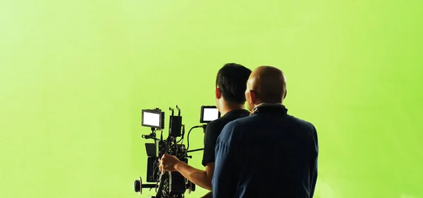 Videogyártás Színfalak Mögött Reklámfilm Készítése Filmes Csapat Lightman Operatőr Együtt — Stock Fotó