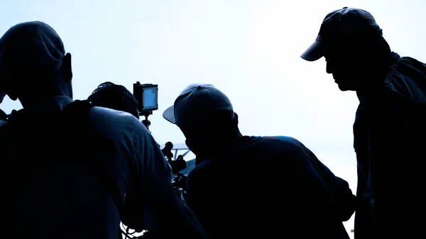 Produkcja Wideo Kulisami Nakręcenie Filmu Reklamowego Którym Ekipa Filmowa Lightman — Zdjęcie stockowe