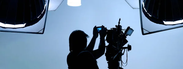 Producción Vídeo Entre Bastidores Hacer Película Comercial Televisión Que Equipo — Foto de Stock