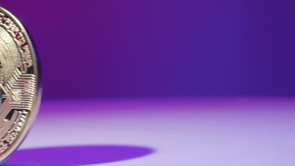 Біткоїн Тіні Світлі Криптовалюта Біткоїн Рожевий Синій Колір Тону Освітлення — стокове відео