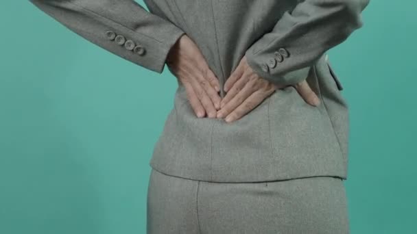 Back Pain Business Woman Back Injury Woman Back Pain Work — Stock Video