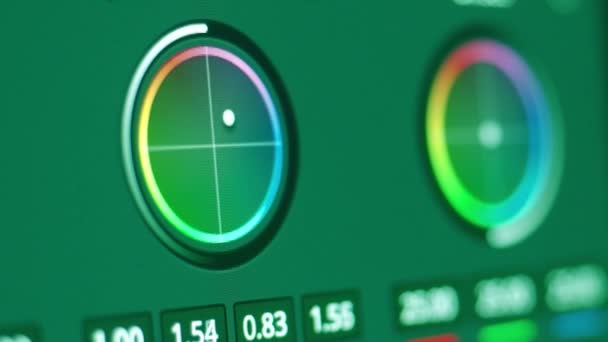 Kleursorteercontrole Bewerken Monitor Kleur Aanpassen Video Colour Correction Post Productie — Stockvideo