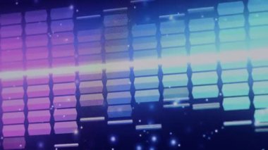 Ses Dengeleyici. Dijital müzik ya da ses dalgası görüntüleri. Siyah döngü animasyonunda ses dalgası eşitleyici ölçek. renk müzik dengeleyicisi soyut. Gradyan tayf çubuğu grafiği. Dalga Parıldayan Nabız Dansı