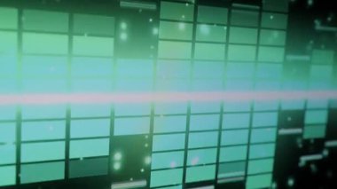 Ses Dengeleyici. Dijital müzik ya da ses dalgası görüntüleri. Siyah döngü animasyonunda ses dalgası eşitleyici ölçek. renk müzik dengeleyicisi soyut. Gradyan tayf çubuğu grafiği. Dalga Parıldayan Nabız Dansı