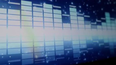 Ses Dengeleyici. Dijital müzik ya da ses dalgası görüntüleri. Siyah döngü animasyonunda ses dalgası eşitleyici ölçek. renk müzik dengeleyicisi soyut. Gradyan tayf çubuğu grafiği. Dalga Parıldayan Nabız Dansı