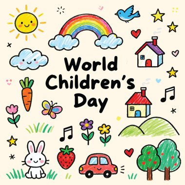Dünya Çocuk Günü 'nün Doodle Vektörü