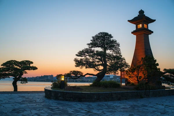 松江市の宍道湖に沈む夕日 — ストック写真