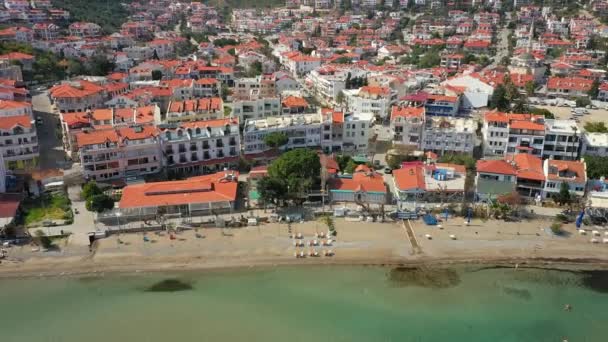 Luchtfoto van Datca stad en Egeïsche Zee kust Mugla-TURKEY — Stockvideo