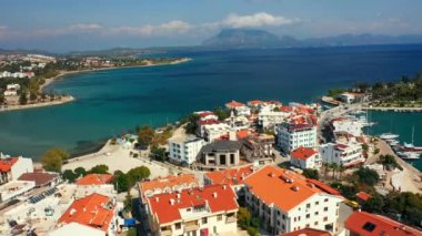 Datca şehri ve Ege deniz kıyısı Mugla-TURKEY 'nin hava manzarası