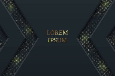 Altın elementli Geometrik siyah lüks arkaplan, kağıt kavramı tasarımı