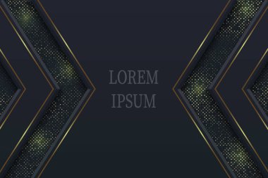 Altın elementli Geometrik siyah lüks arkaplan, kağıt kavramı tasarımı