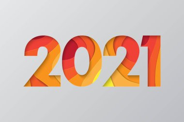 Kesik kağıt tarzında 2021 yılbaşı geçmişi. Şenlikli premium tasarımı