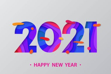 Kesik kağıt tarzında 2021 yılbaşı geçmişi. Şenlikli premium tasarımı