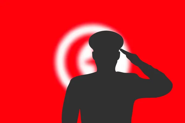 Silhouette Soudée Sur Fond Flou Avec Drapeau Tunisien Modèle Pour — Image vectorielle