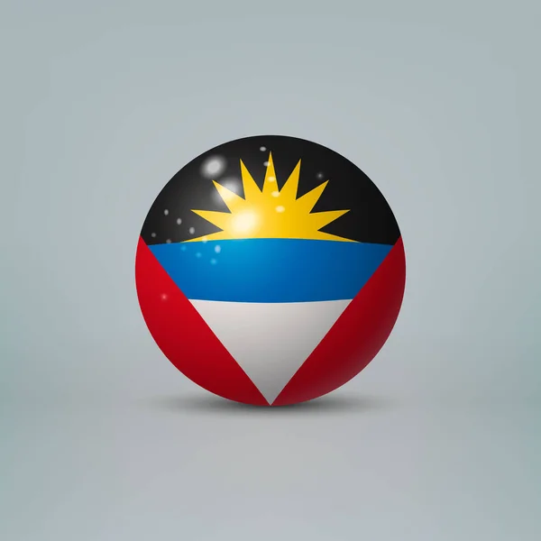 Realistische Glanzende Plastic Bal Bol Met Vlag Van Antigua — Stockvector