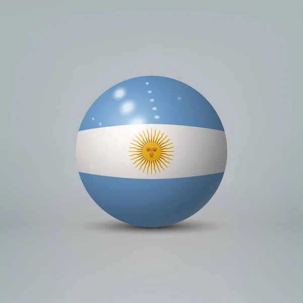 Bola Plástico Brilhante Realista Esfera Com Bandeira Argentina — Vetor de Stock