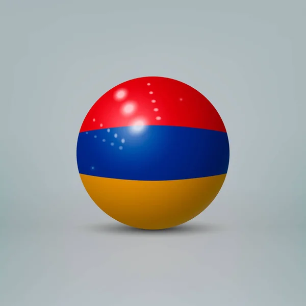 Bola Esfera Plástico Brillante Realista Con Bandera Armenia — Vector de stock