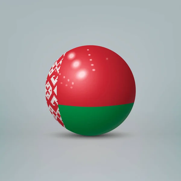 Реалистичный Глянцевый Пластиковый Шар Сфера Флагом Беларуси — стоковый вектор