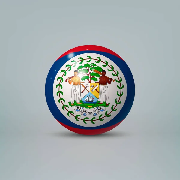 Realistische Glanzende Plastic Bal Bol Met Vlag Van Belize — Stockvector