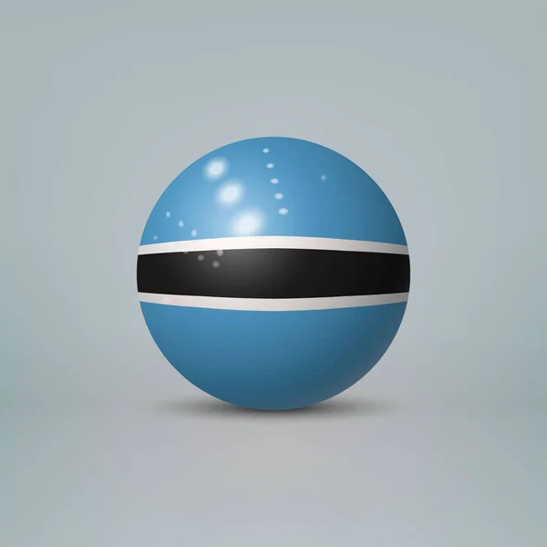 Realistische Glänzende Plastikkugel Oder Kugel Mit Flagge Von Botswana — Stockvektor