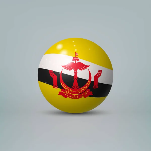 Ρεαλιστικό Γυαλιστερό Πλαστικό Μπάλα Σφαίρα Σημαία Του Μπρουνέι — Διανυσματικό Αρχείο