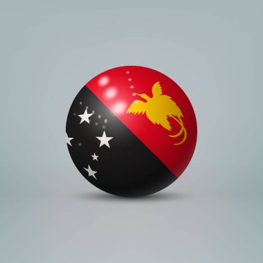 Papua Yeni Gine bayrağı taşıyan gerçekçi parlak plastik top veya küre